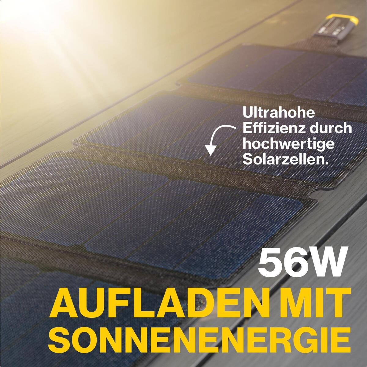 Sollader Sunbird P56 sammenleggbar 56W USB-C IP67 bakside