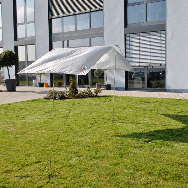 Baksiden av Solseil Basic 400x500 cm med stenger fra Frankana Freiko