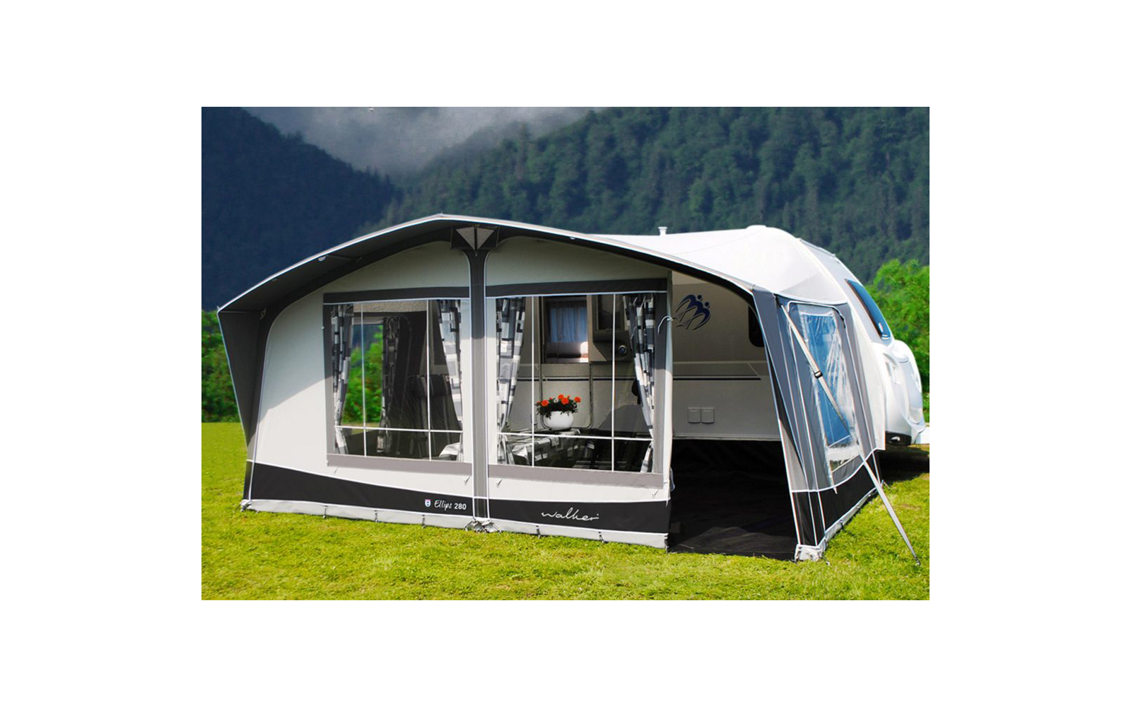 Solseil Ellips 280 for campingvogn, detaljbilde av stålramme