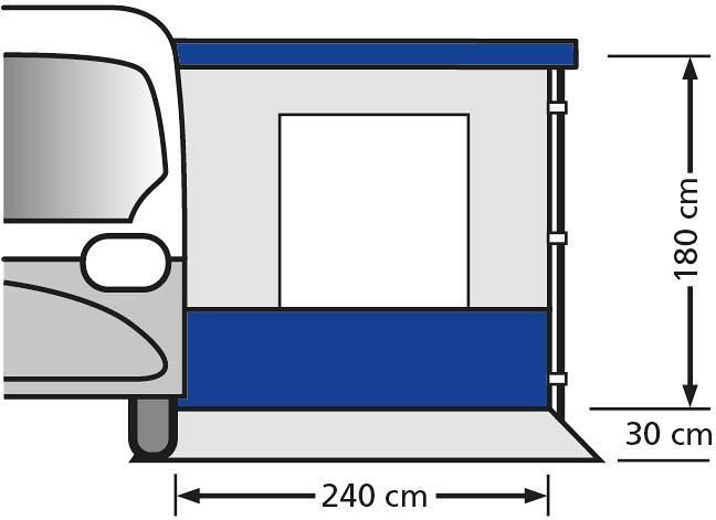 Detaljbilde av Solseil Fjord for buss blå/grå material
