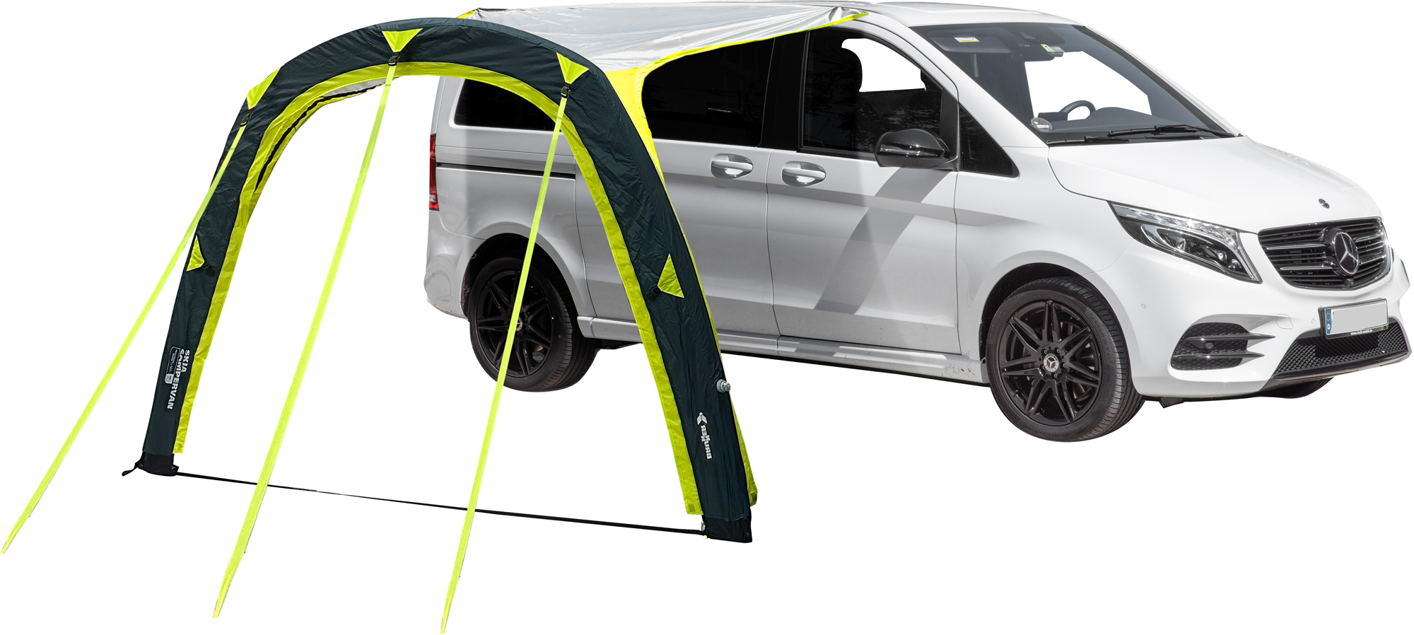 Solseil Skia Campervan oppblåsbart 240x280 cm luftstag forfra