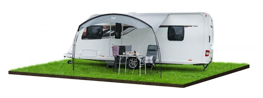 Bakside av Solseil Sun Canopy 380x215 cm grey violet med stenger
