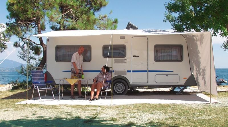 Solseil Toscana for campingvogn detalj av materiale