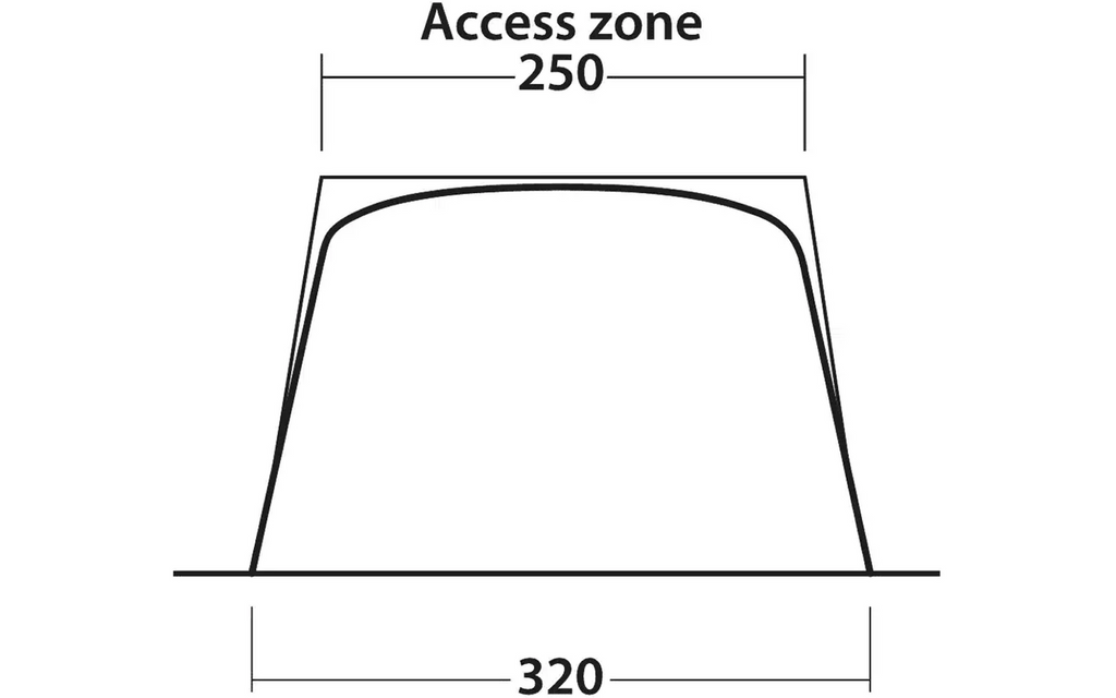 Solseil Touring Canopy 210-320 x 240 cm for bobil og campingvogn - Outwell pakkmål