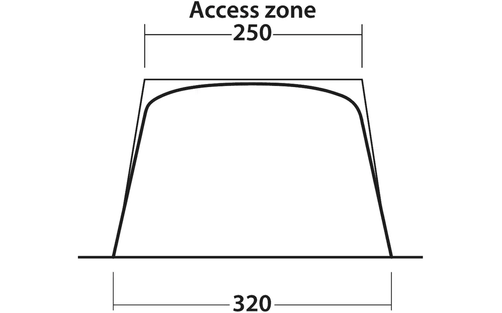 Solseil Touring Canopy 210-320 x 240 cm for bobil og campingvogn - Outwell pakkmål