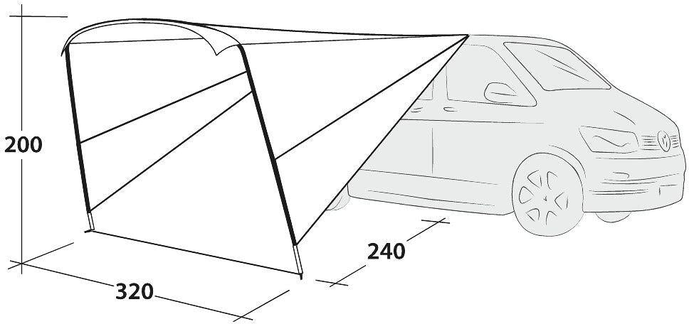Solseil Touring Canopy 320x240 cm montert på bobil