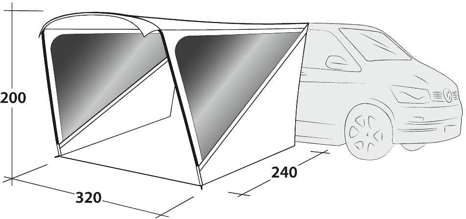 Sidevegg med vindu på Solseil Touring Shelter for van 320x240 cm