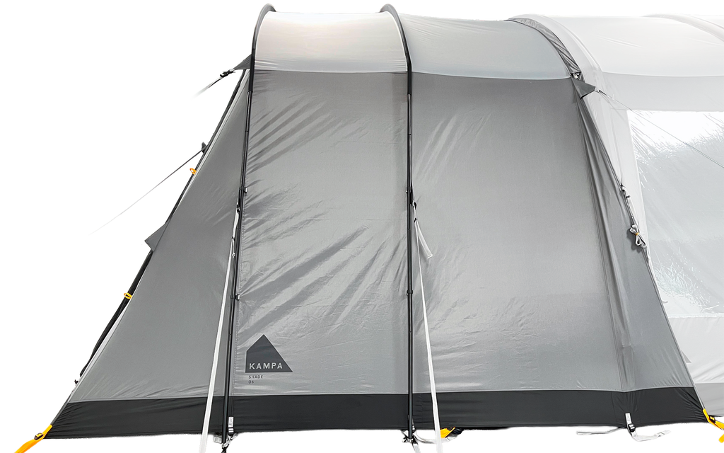 Soltak Shade for camping 325x260 cm med stålstenger forfra