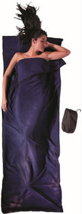 Sommersovepose microfleece 220x80 cm med glidelås, blå forfra