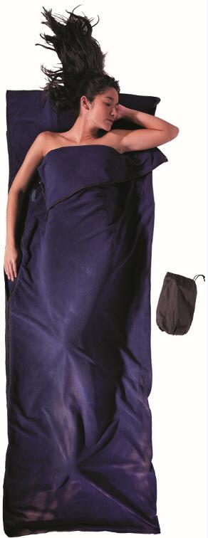 Sommersovepose microfleece 220x80 cm med glidelås, blå forfra