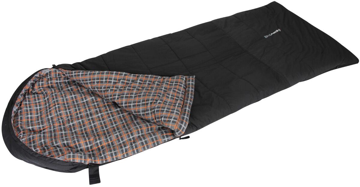 Sovepose Blackdown med mummiehette 240x90 cm flanellfôr forfra