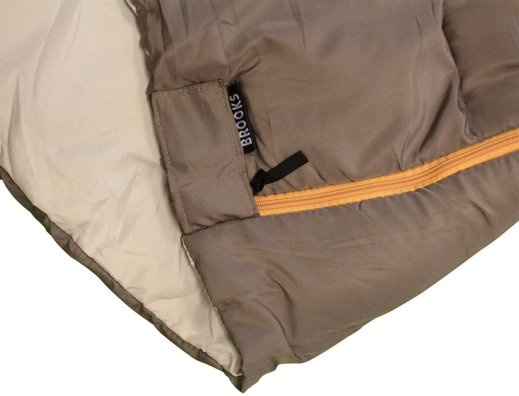 Detalj av Sovepose Brooks rektangulær 210x80 cm grå/beige materiale