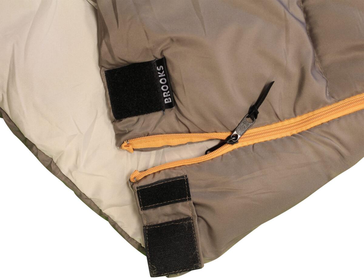 Sovepose Brooks rektangulær 210x80 cm grå/beige montert på campingplass