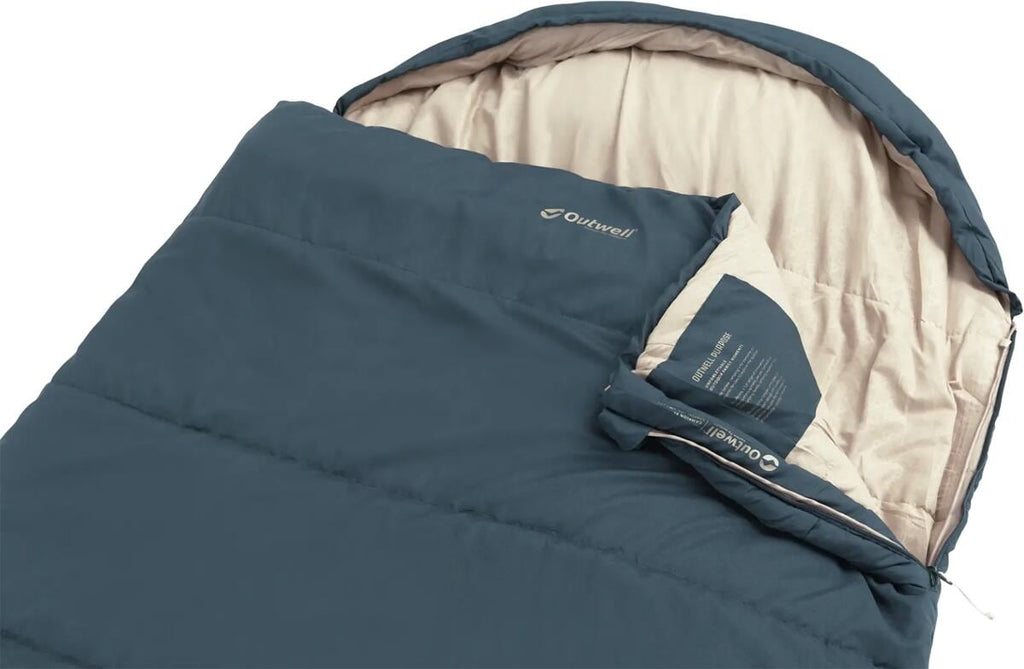 Detalj av glidelås på Sovepose Campion Lux XL 225x105cm 3-sesonger blå