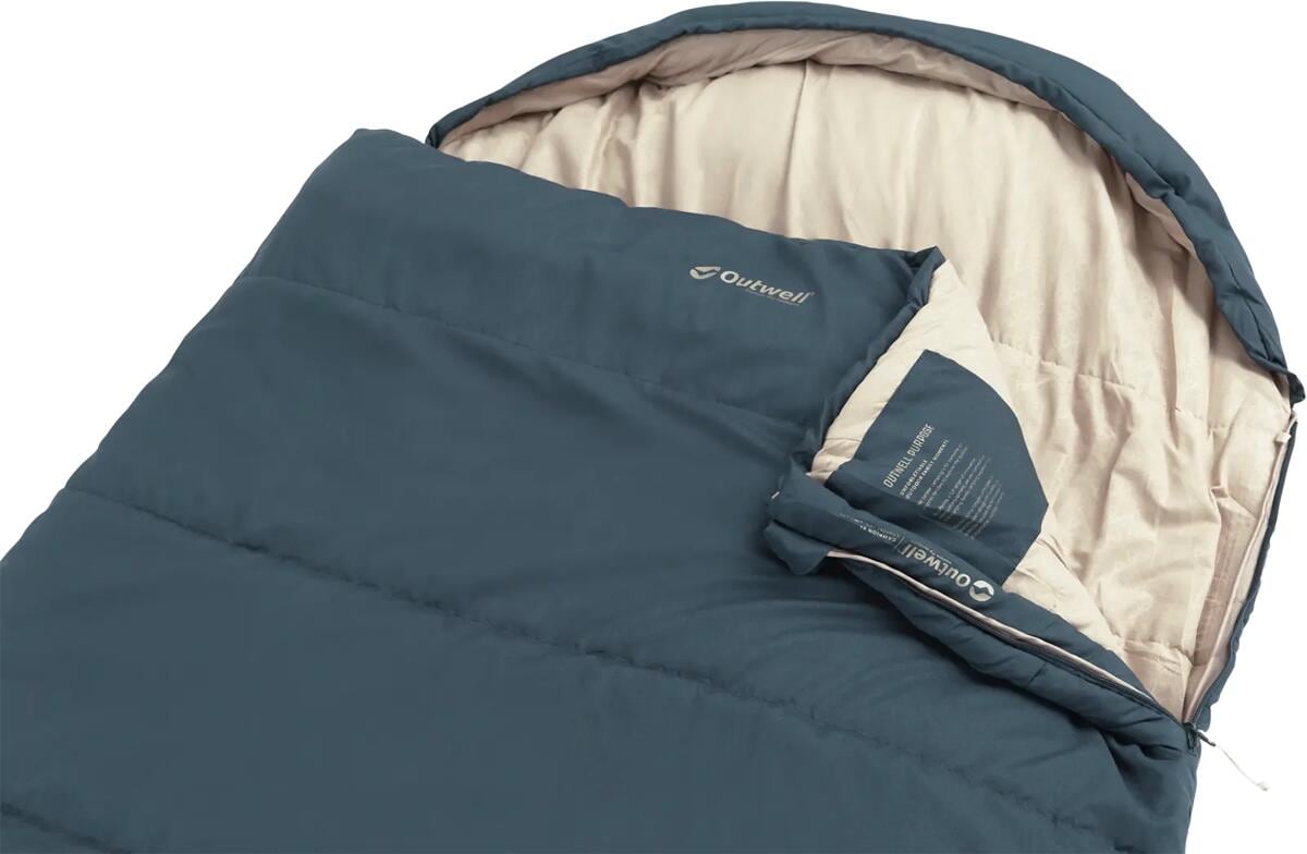 Detalj av glidelås på Sovepose Campion Lux XL 225x105cm 3-sesonger blå
