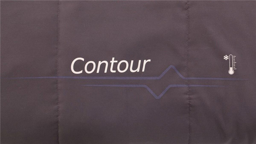 Oversikt av Sovepose Contour 220x85cm 2-3 sesonger dark purple utbrettet