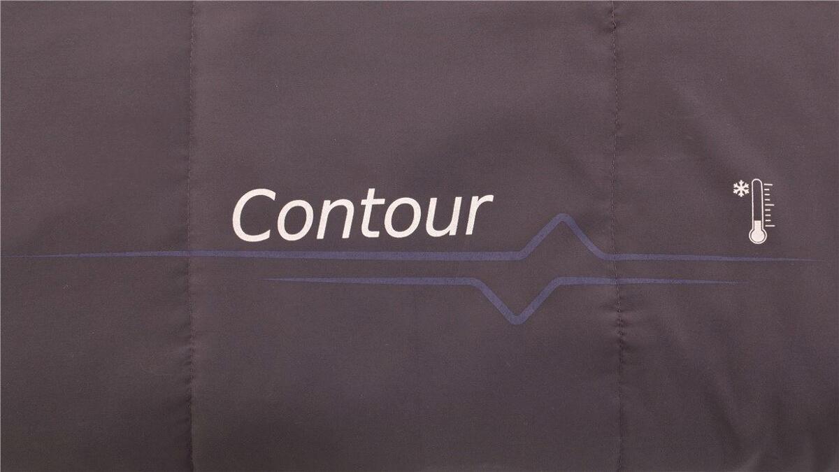 Oversikt av Sovepose Contour 220x85cm 2-3 sesonger dark purple utbrettet