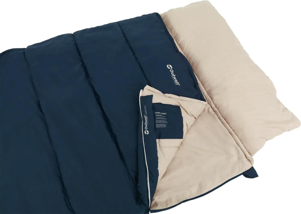 Detalj av glidelås på Sovepose Contour Lux XL 220x105 cm 2-sesonger blå