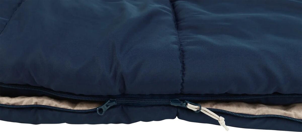 Nærbilde av stoffet på Sovepose Contour Lux XL 220x105 cm 2-sesonger blå