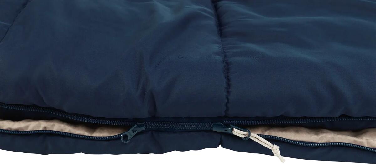 Nærbilde av stoffet på Sovepose Contour Lux XL 220x105 cm 2-sesonger blå