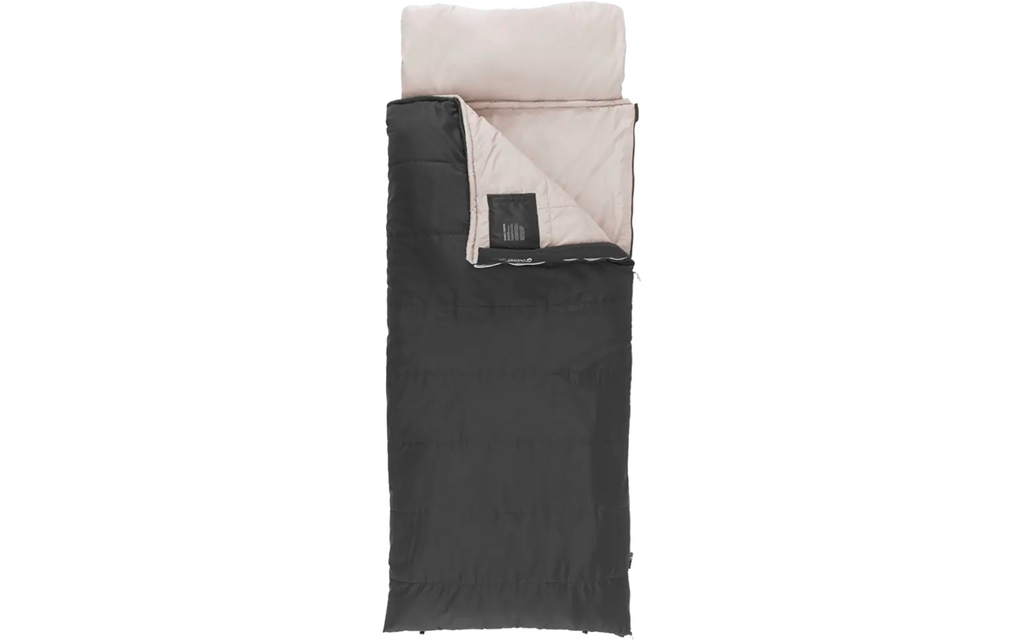 Sovepose Contour Prime 220x85 cm glidelås venstre mørkegrå - Outwell åpnet helt som dyne