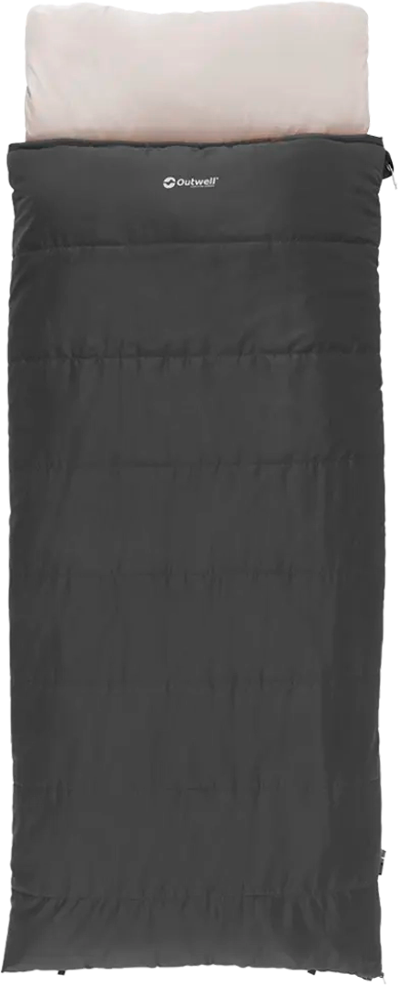 Sovepose Contour Prime 220x85 cm glidelås venstre mørkegrå - Outwell sett forfra med hette