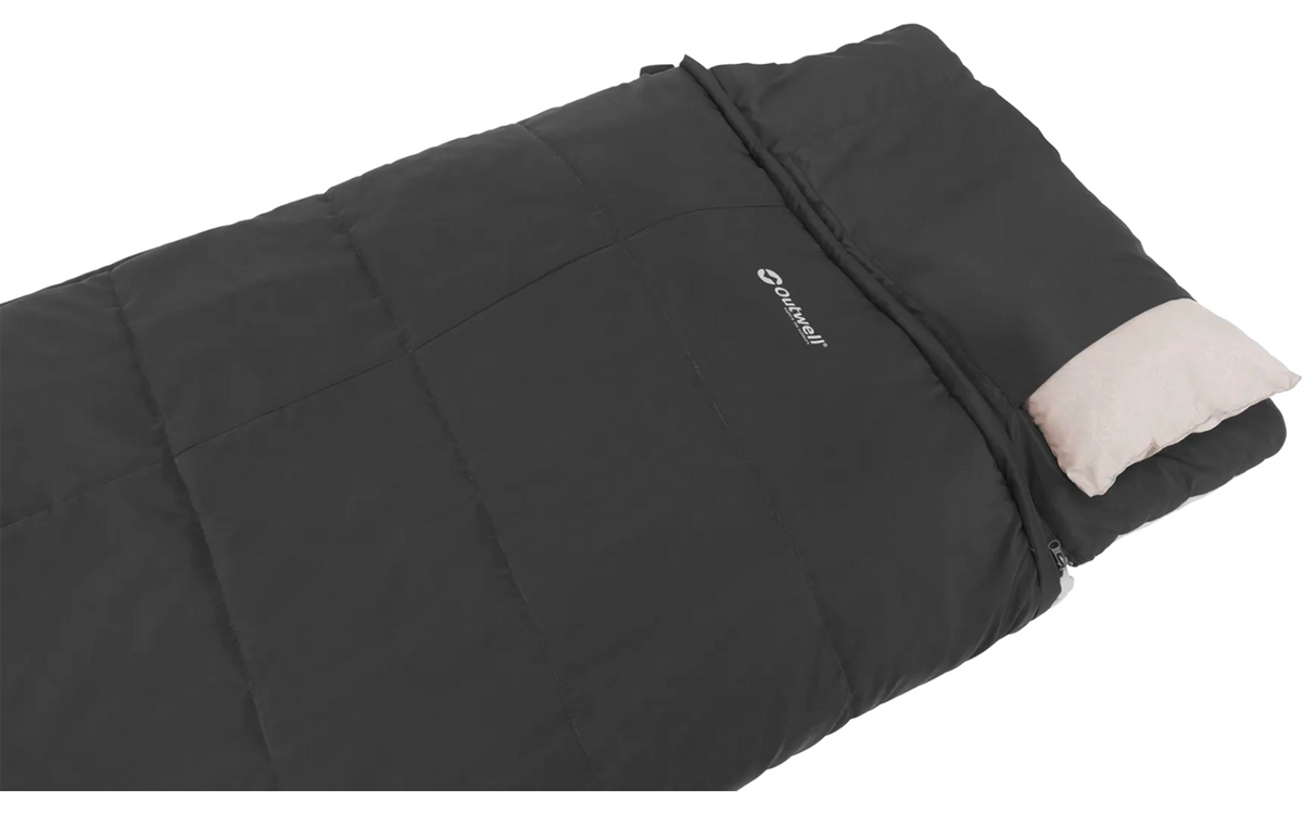 Sovepose Contour Prime 220x85 cm glidelås venstre mørkegrå - Outwell, detalj av toveis glidelås