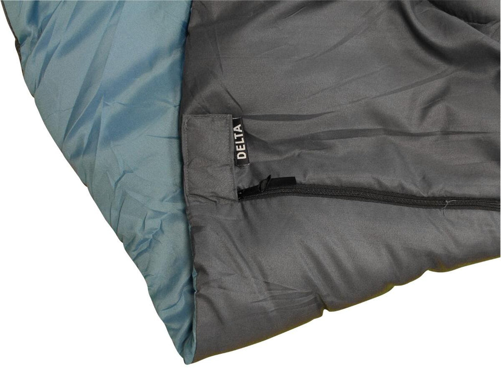 Detalj av Sovepose Delta 200x80 cm, 1500 g, komfort 0-10°C grå