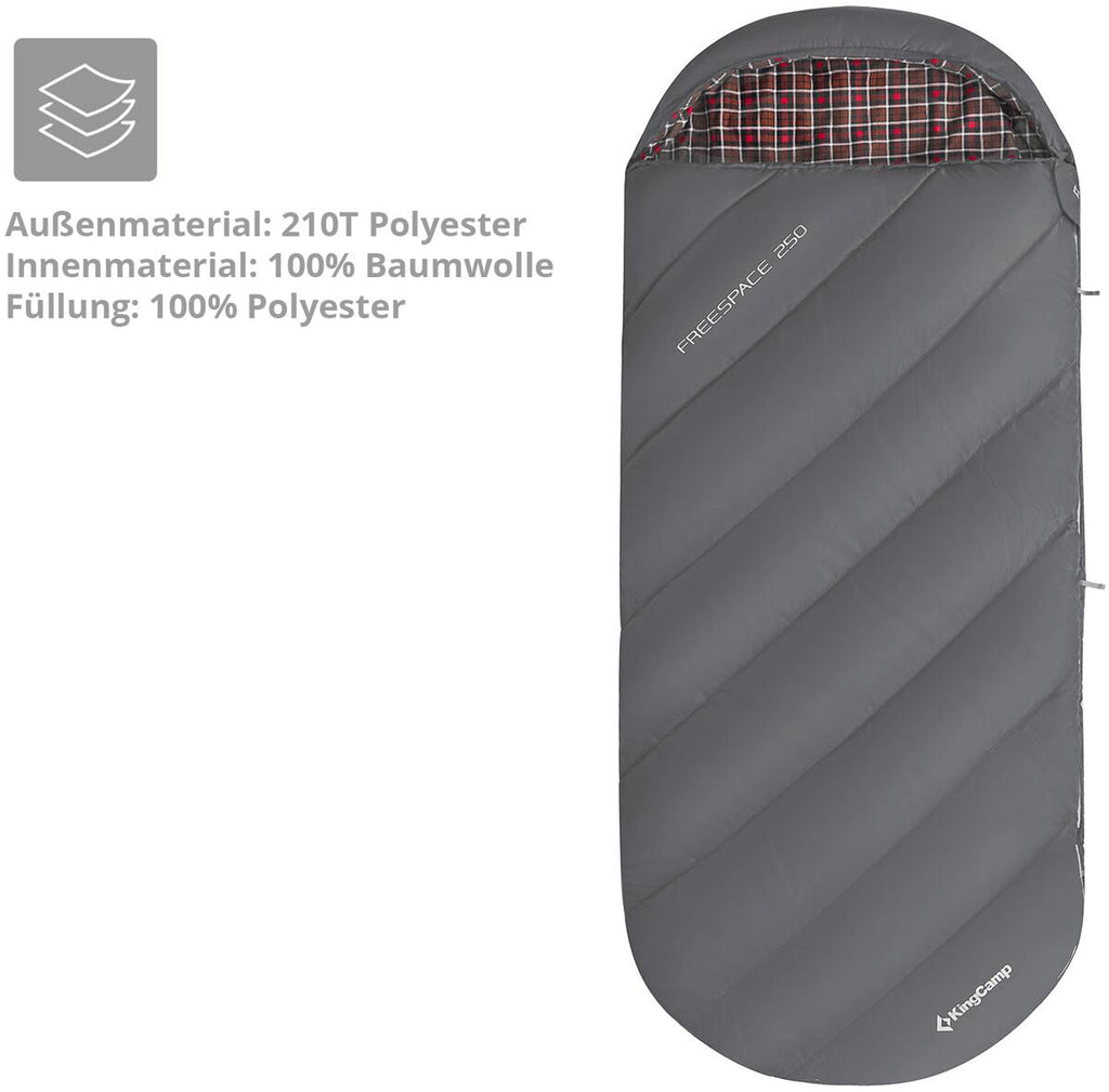 Sovepose Freespace 250 rektangulær 220x100 cm i bruk på camping