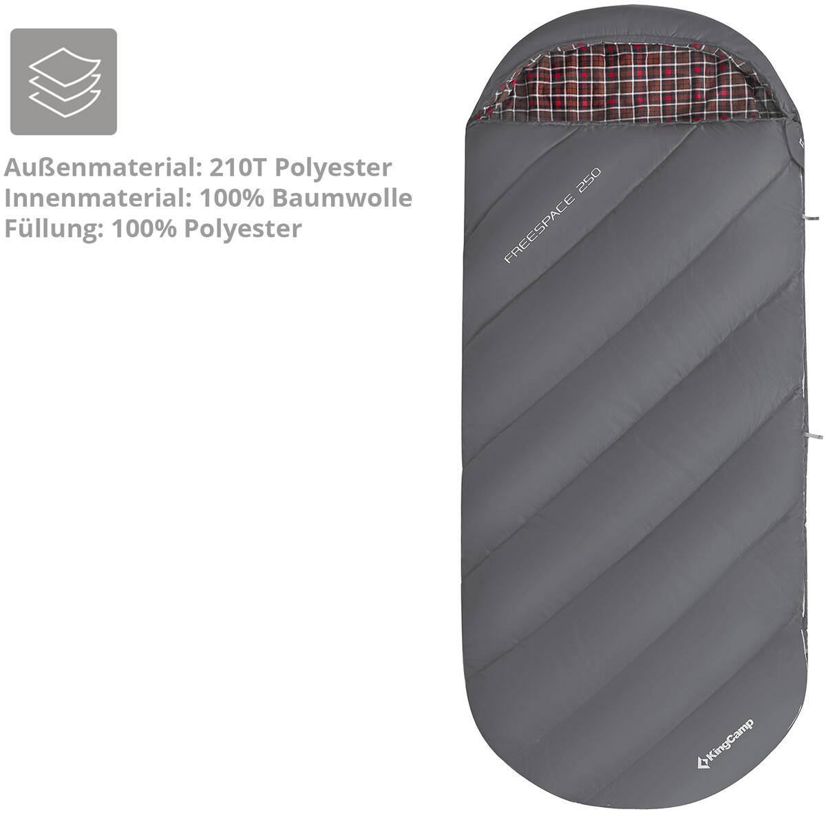 Sovepose Freespace 250 rektangulær 220x100 cm i bruk på camping