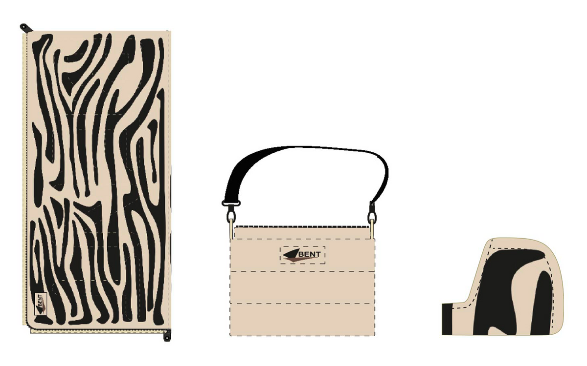 Sovepose og teppe Bentcho vendbar 200 x 80 cm med pose zebra - Bent nærbilde av vendbar pose og pute