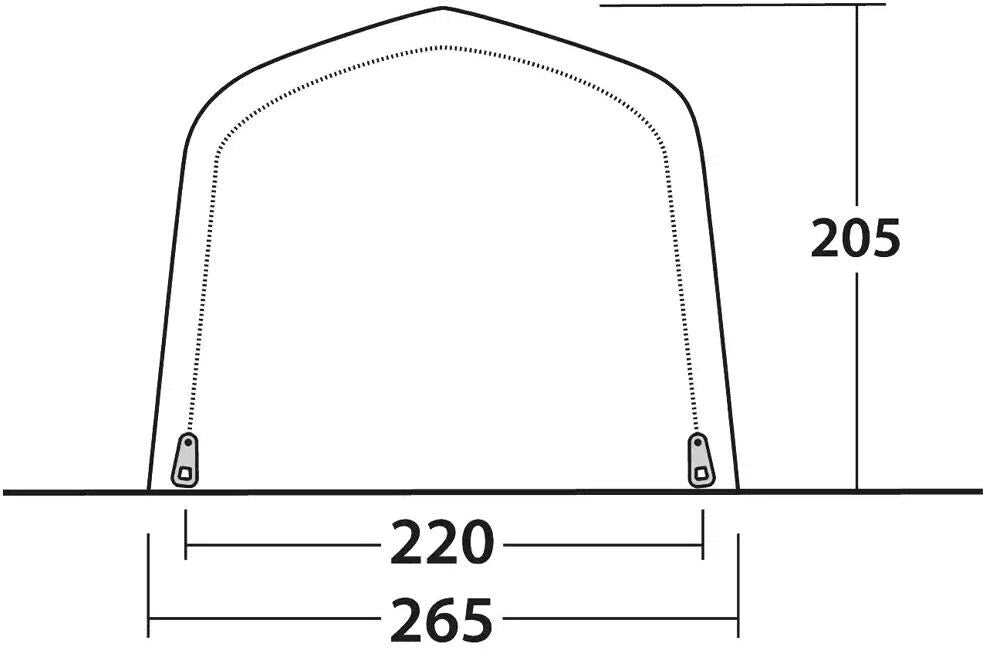 Soveromstilbygg Cross PowerAir 240x230 cm nærbilde stoff