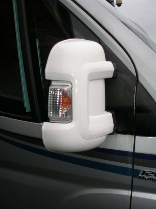 Speilbeskyttelse lang arm for Fiat Ducato fra 2007 hvit - Milenco forfra