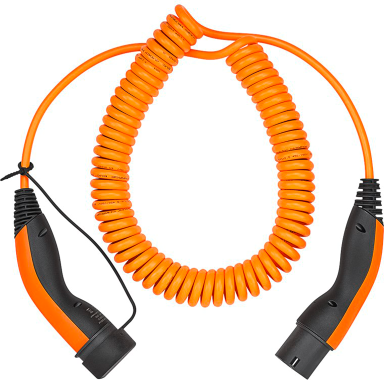 Spiral ladekabel type 2 3-fase 20A 11kW 5m oransje - LAPP forfra