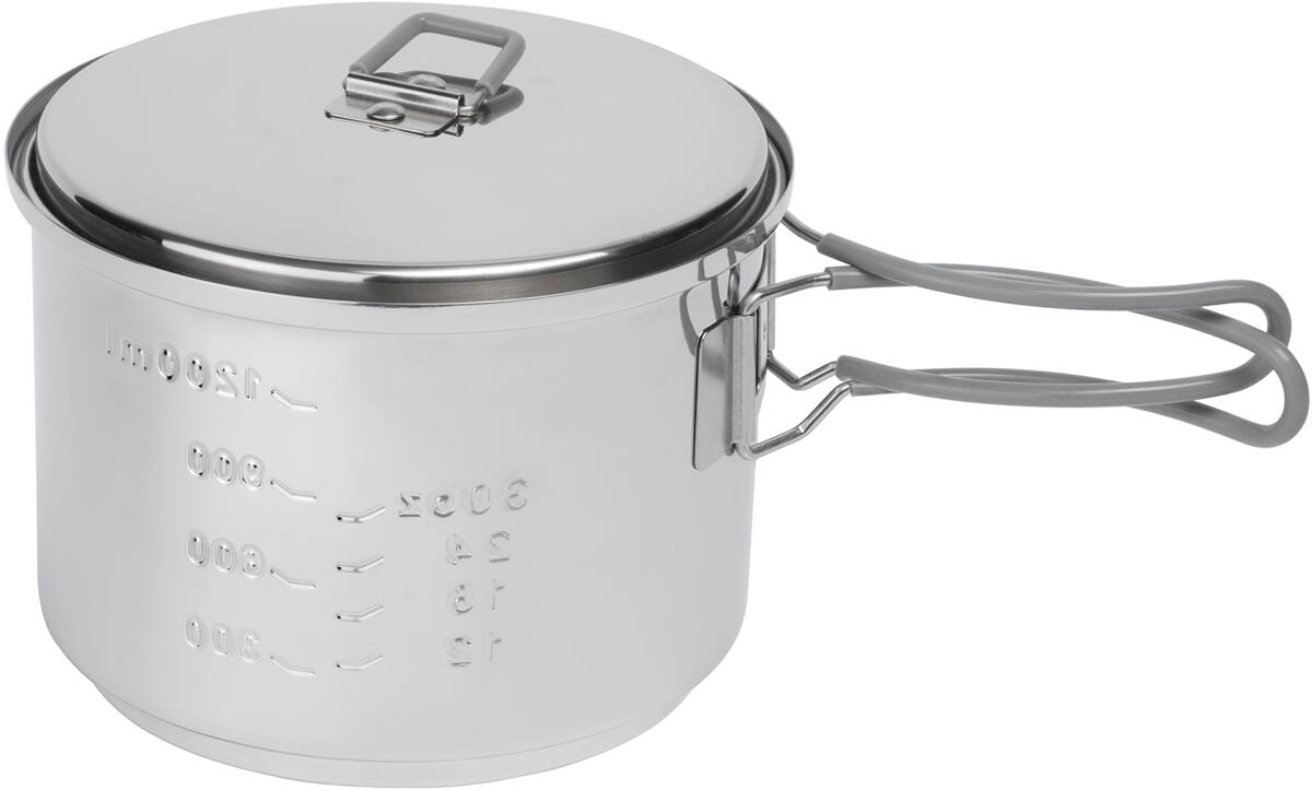 Spritkoker-sett 1500 ml i rustfritt stål detalj av håndtak