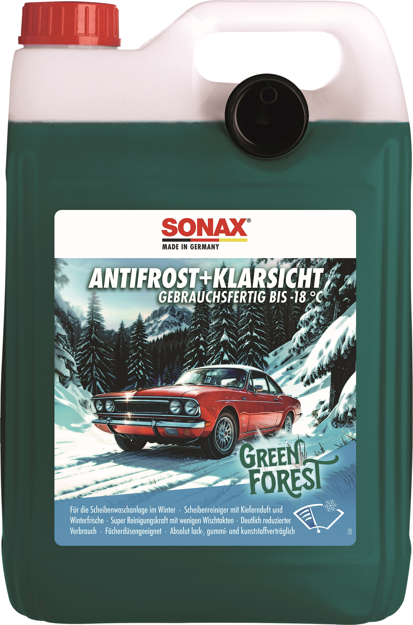 Spylervæske med frostsikring ned til -18 °C 5 liter - Sonax foran