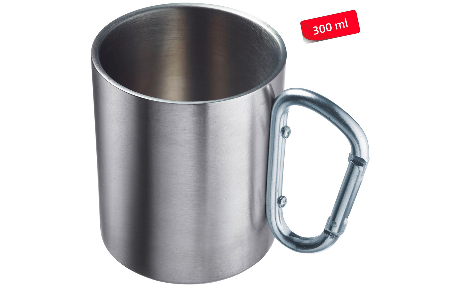 Stålkopp med karabinkrok dobbeltvegget 300 ml - Westmark med drikke
