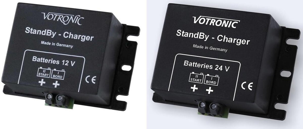 Standby-lader 12V/24V for start- og tilleggsbatteri - Votronic forfra