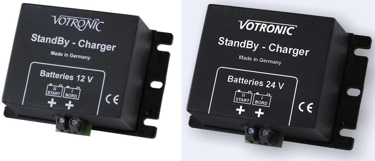 Standby-lader 12V/24V for start- og tilleggsbatteri - Votronic forfra