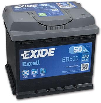 Startbatteri Excell EB bly-syre med Carbon Boost bakside