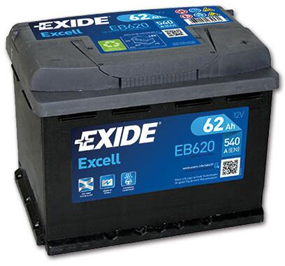 Startbatteri Excell EB bly-syre med Carbon Boost detalj av poler