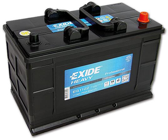 Startbatteri StartPro EG1102 110Ah 750A 12V fra Exide sett forfra