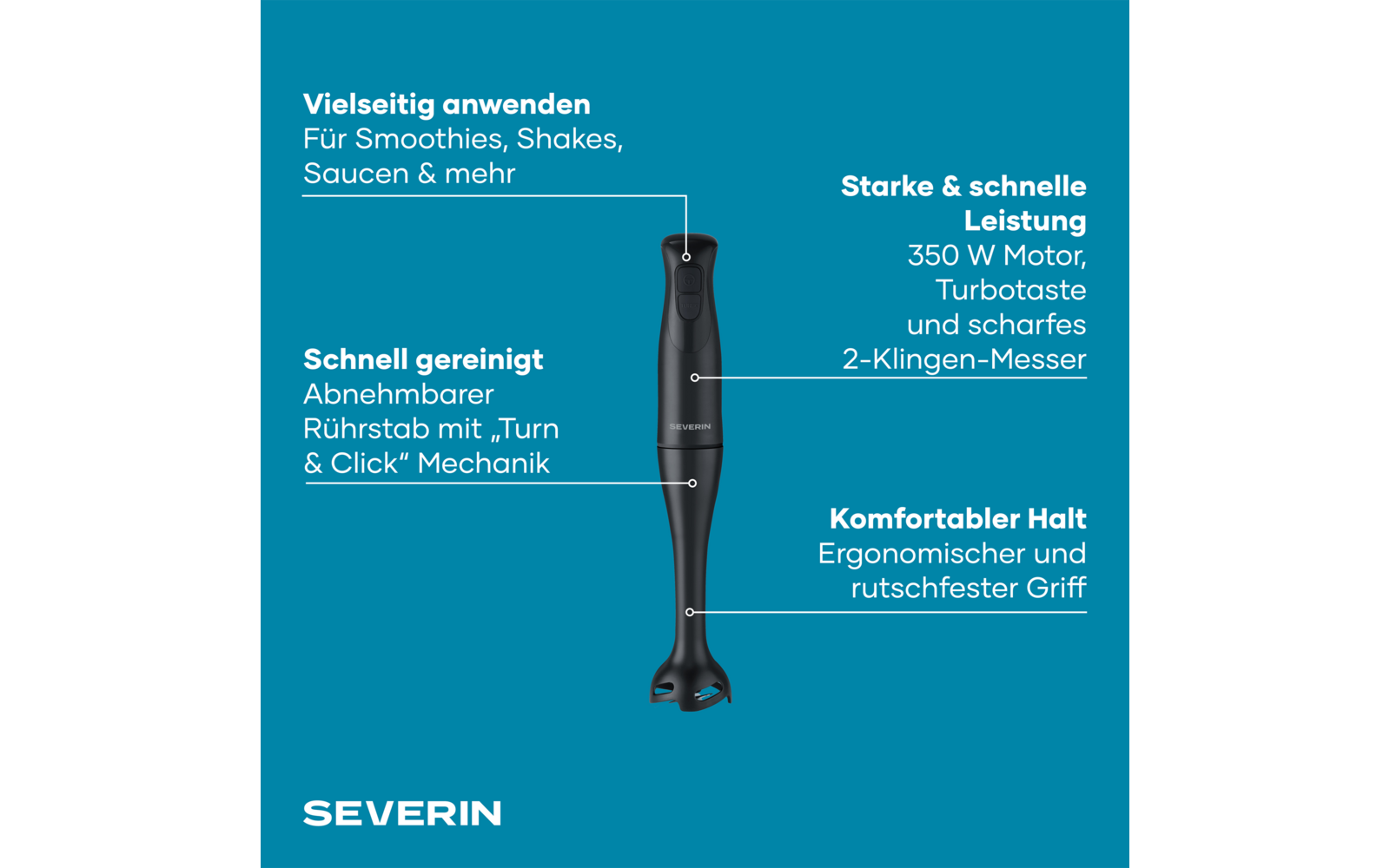 Stavmikser med ergonomisk grep 14 400 o/min - Severin bakside