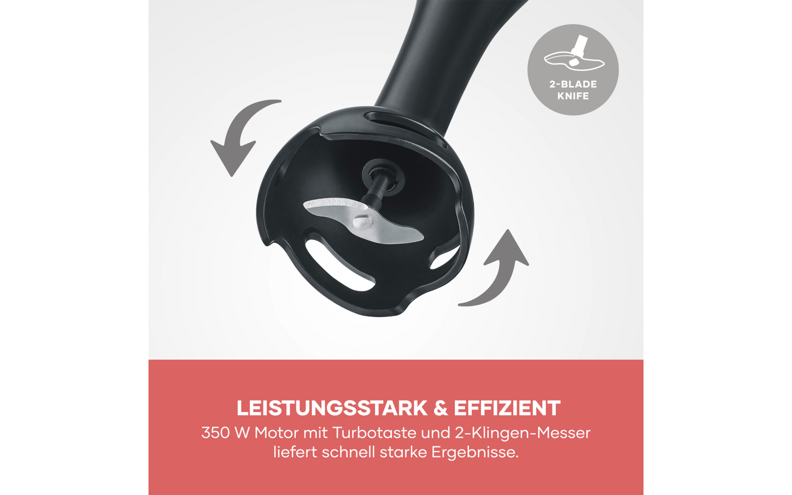 Stavmikser med ergonomisk grep 14 400 o/min - Severin nærbilde av knivblad