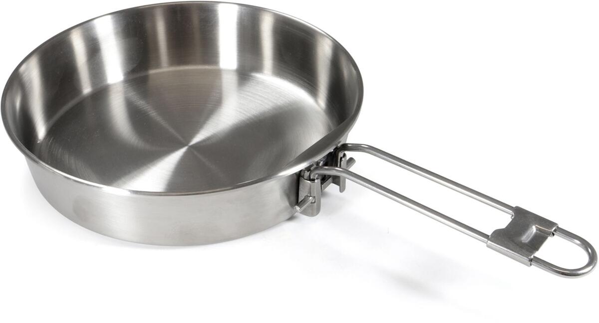 Stekepanne i rustfritt stål Ø18 cm med sammenleggbart håndtak forfra