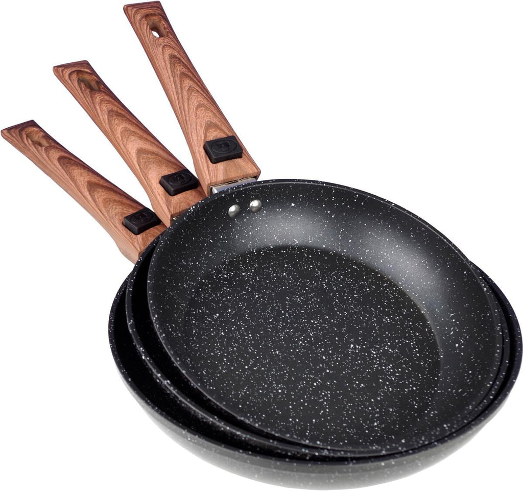 Stekepannesett 3-deler aluminium induksjonskompatibelt 22-26 cm - Gimex forfra