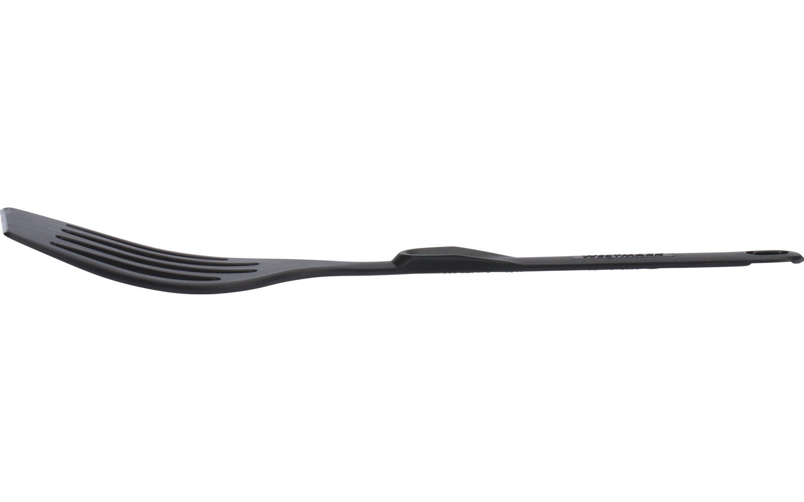 Nærbilde av håndtak på Stekespade Flonal med spalter 28 cm