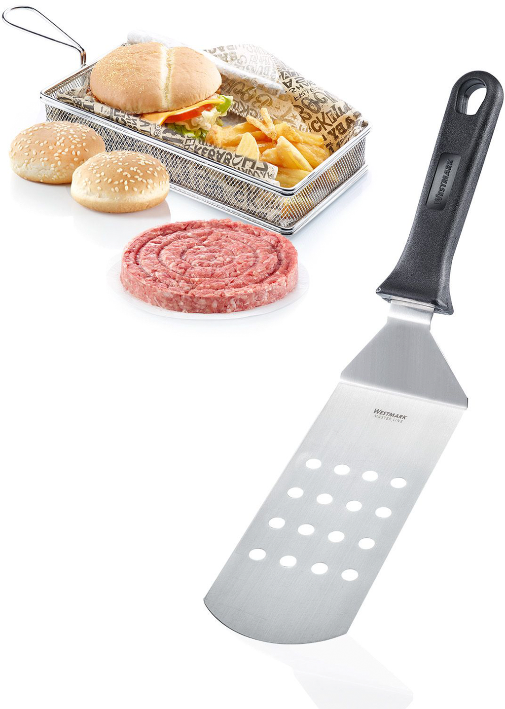 Stekespade Master Line vinklet 20 x 7,5 cm perforert - Westmark forfra