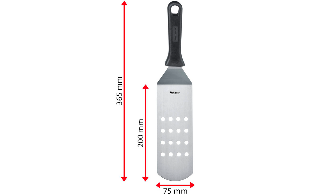 Nærbilde av håndtaket på Stekespade Master Line vinklet 20 x 7,5 cm perforert - Westmark