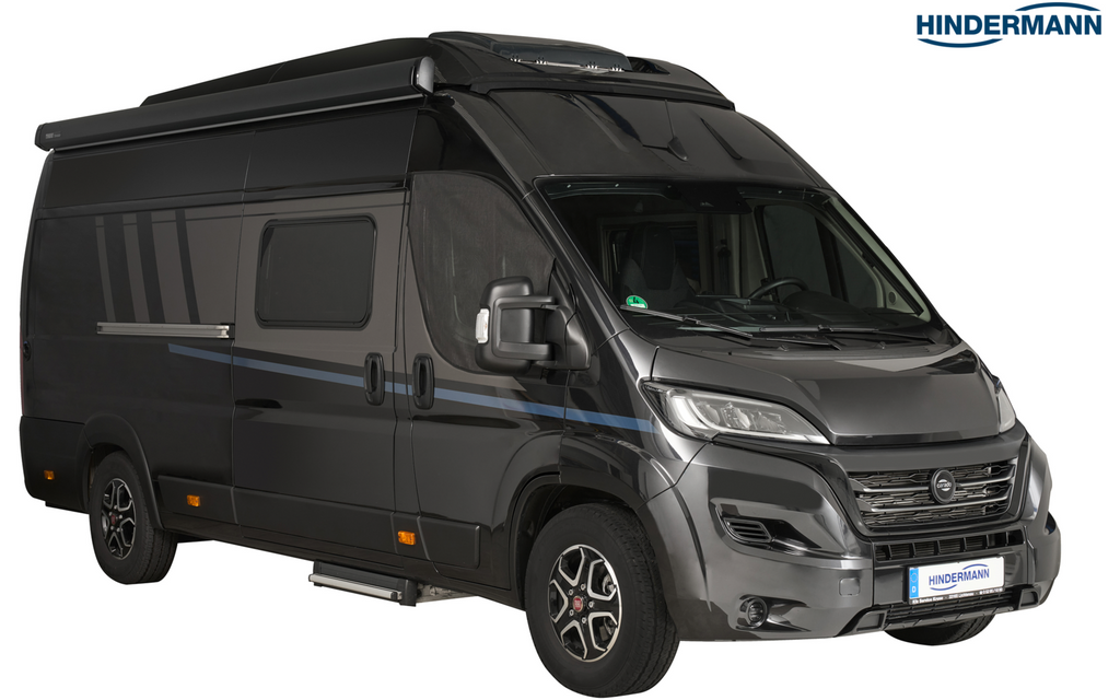 Detalj av stoff og mesh på Stella insektsnett for Mercedes Sprinter 3. gen. fra 2018